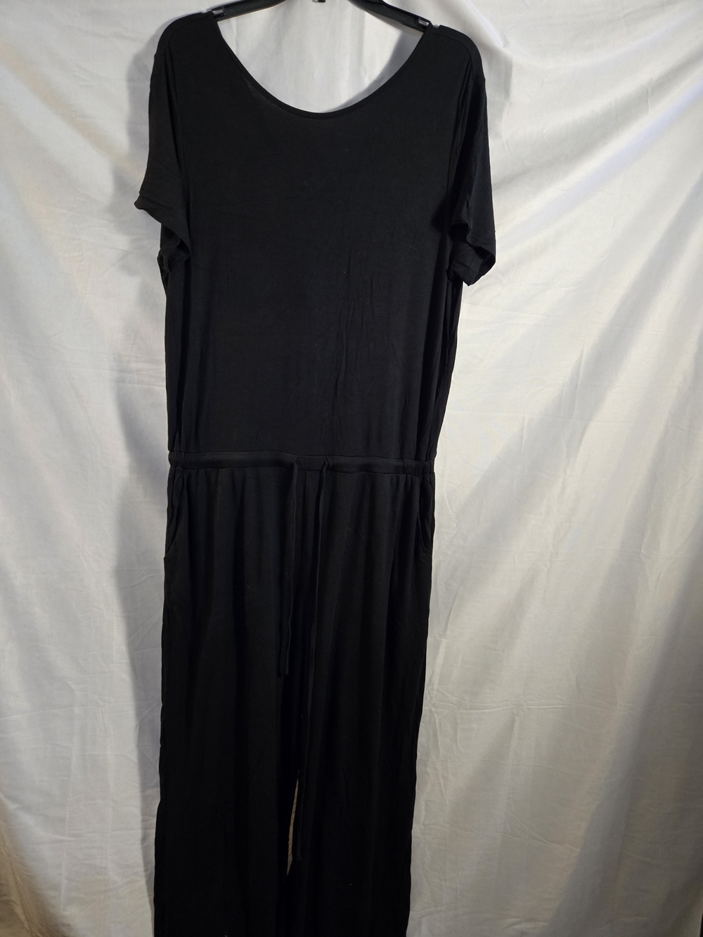 Classic Black Women’s Jumpsuit Relaxed Fit Stretchy Material Wide Leg